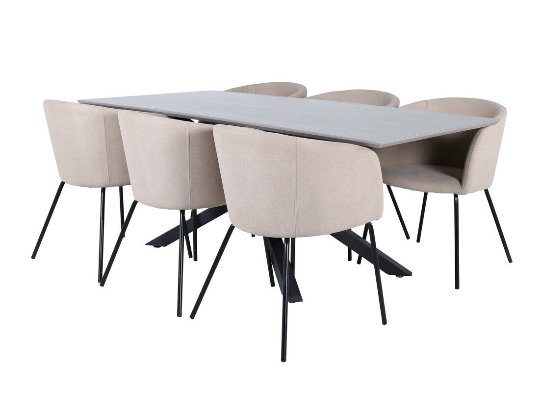 Conjunto de mesas y sillas para comedor Dallas 3036 (Beige + Negro)