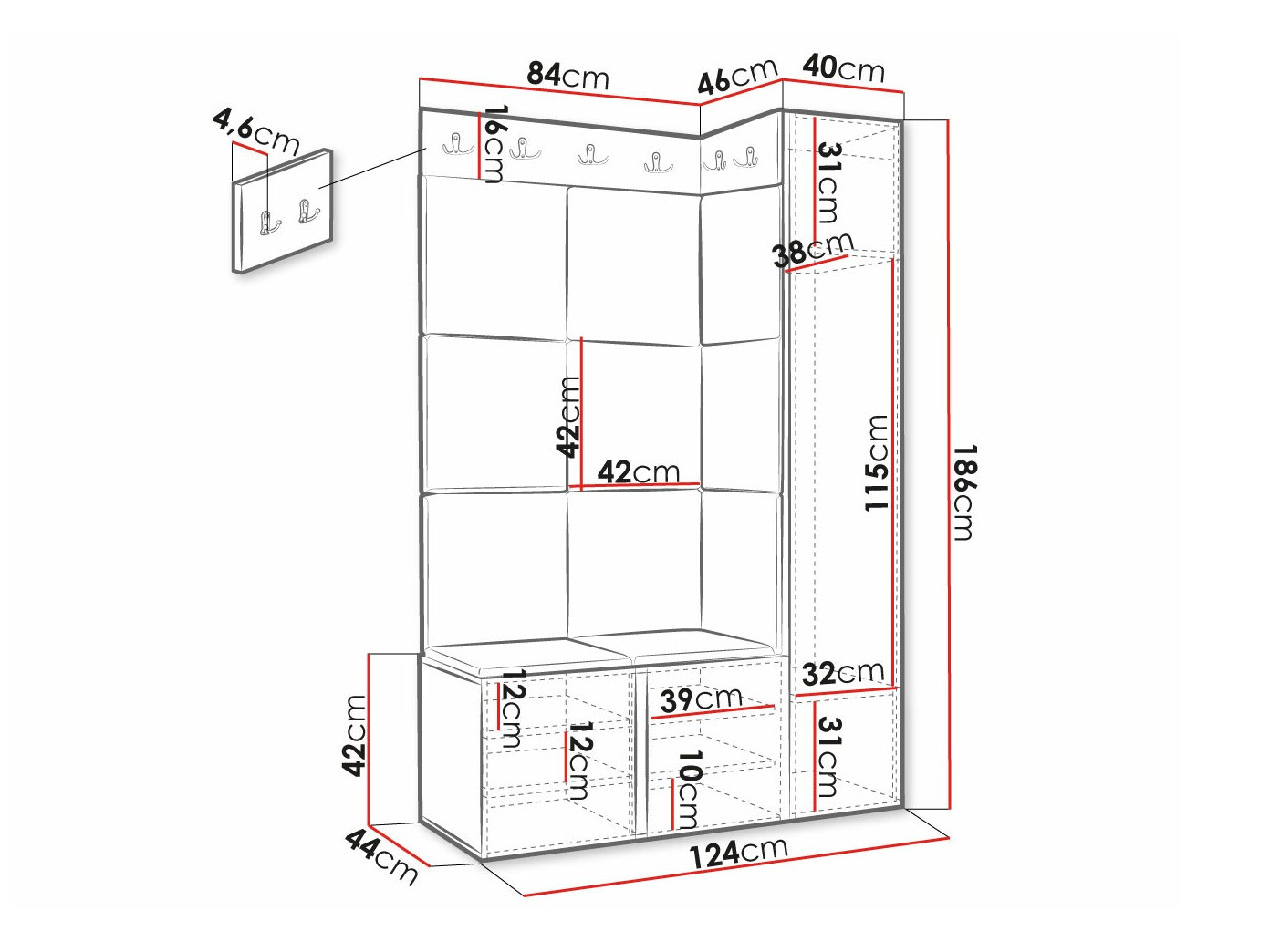 Conjunto para recibidor Hartford 385 (Blanco)