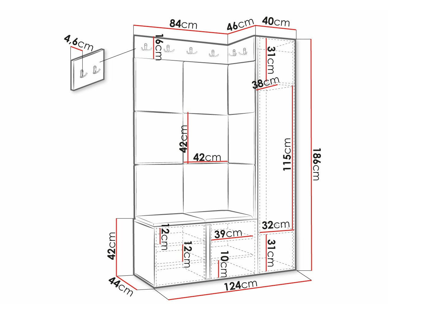 Conjunto para recibidor Hartford 385 (Blanco)