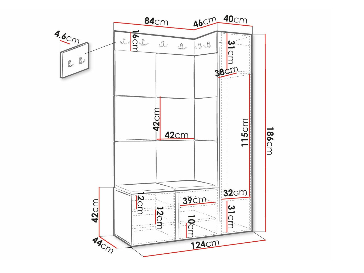 Conjunto para recibidor Hartford 385 (Negro)