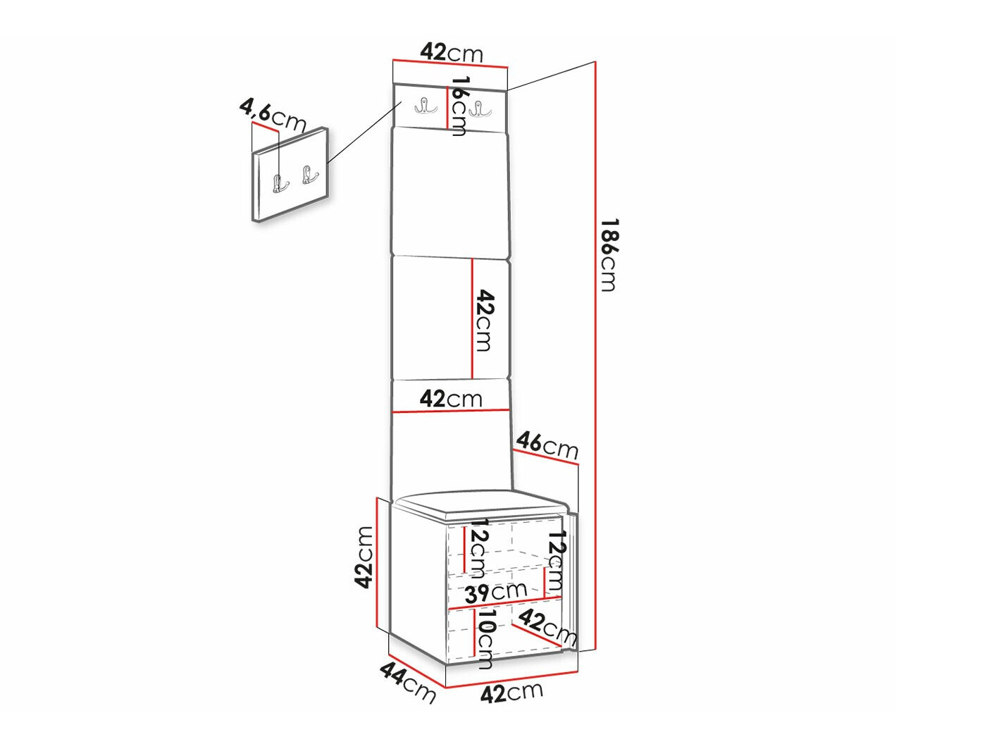Conjunto para recibidor Hartford 386 (Negro)