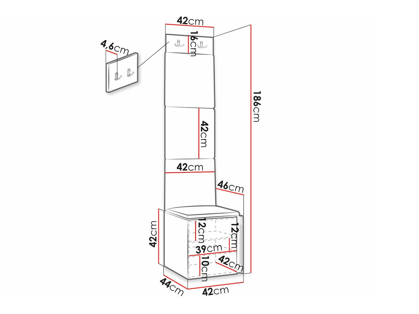 Conjunto para recibidor Hartford 386 (Negro)