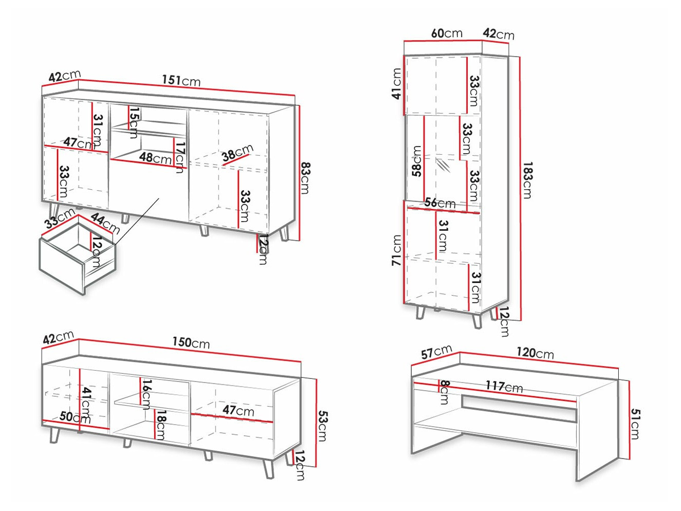 Conjunto de salón Dicto (Blanco)