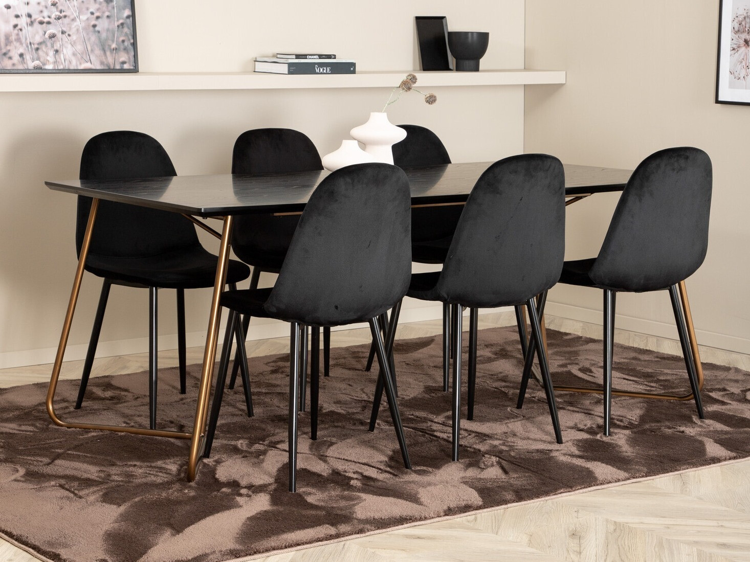 Conjunto de mesas y sillas para comedor Dallas 2713 (Negro)