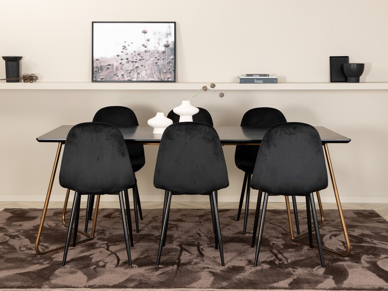 Conjunto de mesas y sillas para comedor Dallas 2713 (Negro)