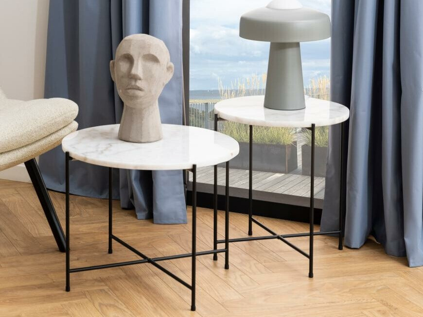 Mesa auxiliar Norsica 609 (Mármol blanco + Negro)