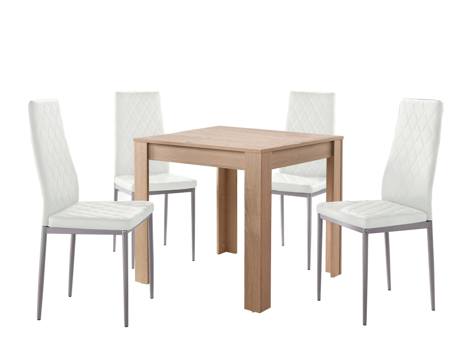 Conjunto de mesas y sillas para comedor Denton 1132 (Blanco + Roble)