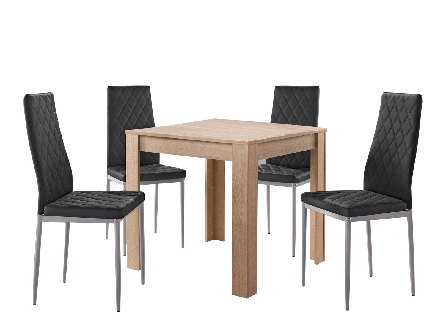Conjunto de mesas y sillas para comedor Denton 1132 (Negro + Roble)