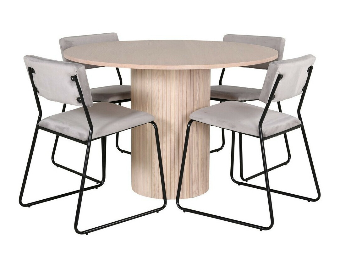 Conjunto de comedor Dallas 2566 (Gris claro + Negro)