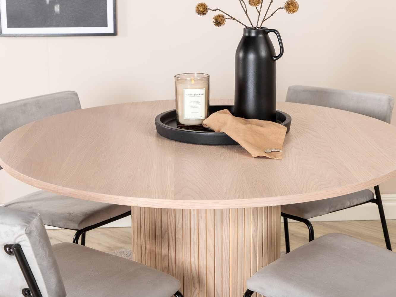 Conjunto de comedor Dallas 2566 (Gris claro + Negro)