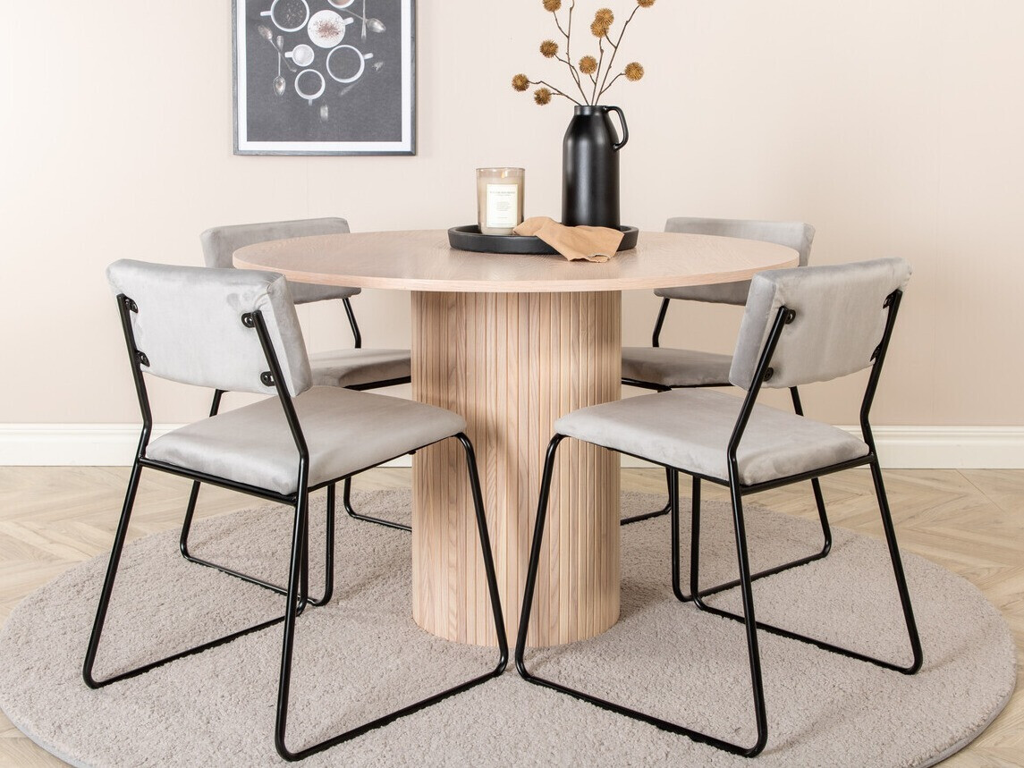 Conjunto de mesas y sillas para comedor Dallas 2566 (Gris claro + Negro)