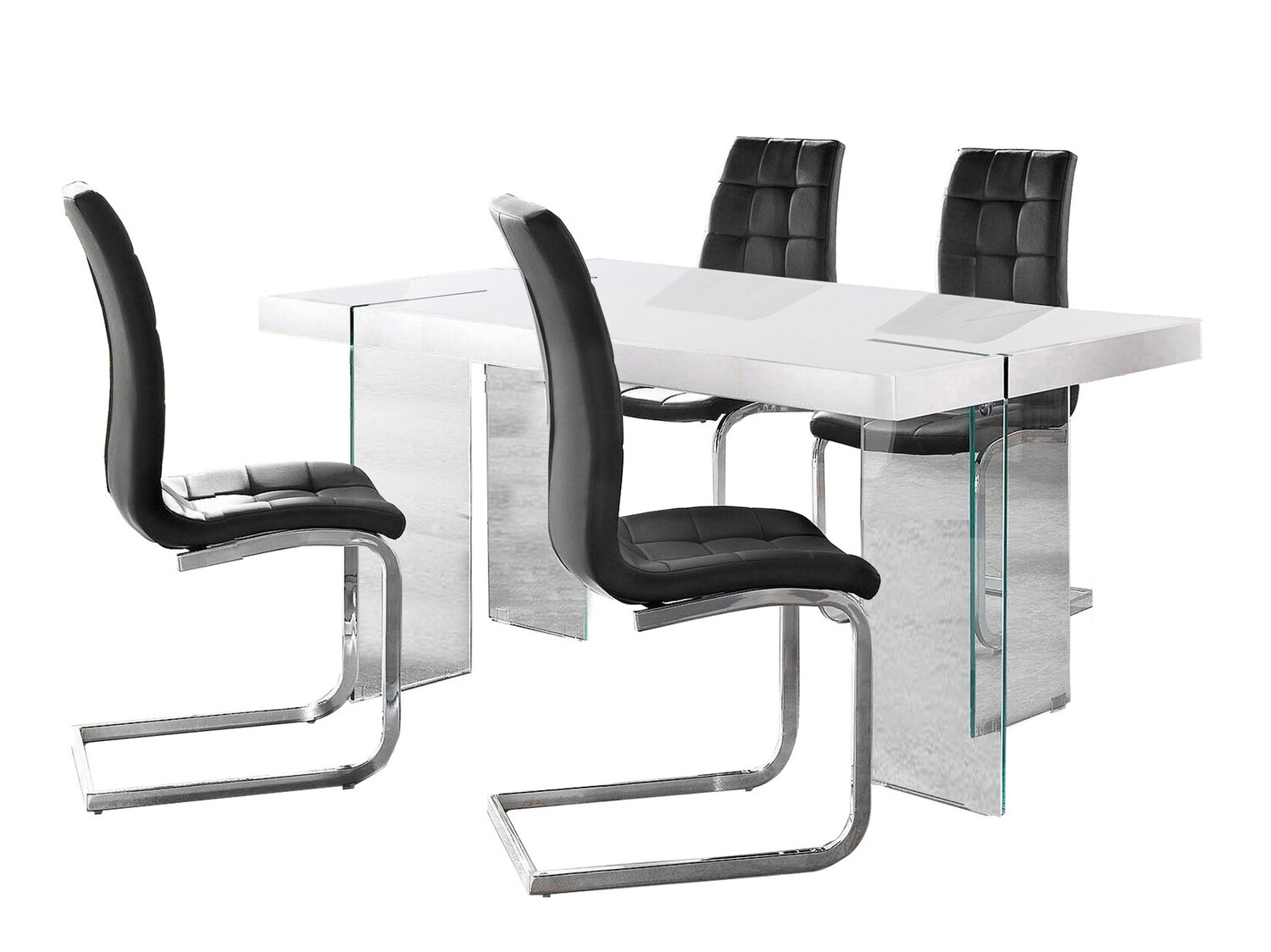 Conjunto de mesas y sillas para comedor Denton 1134 (Blanco + Negro)