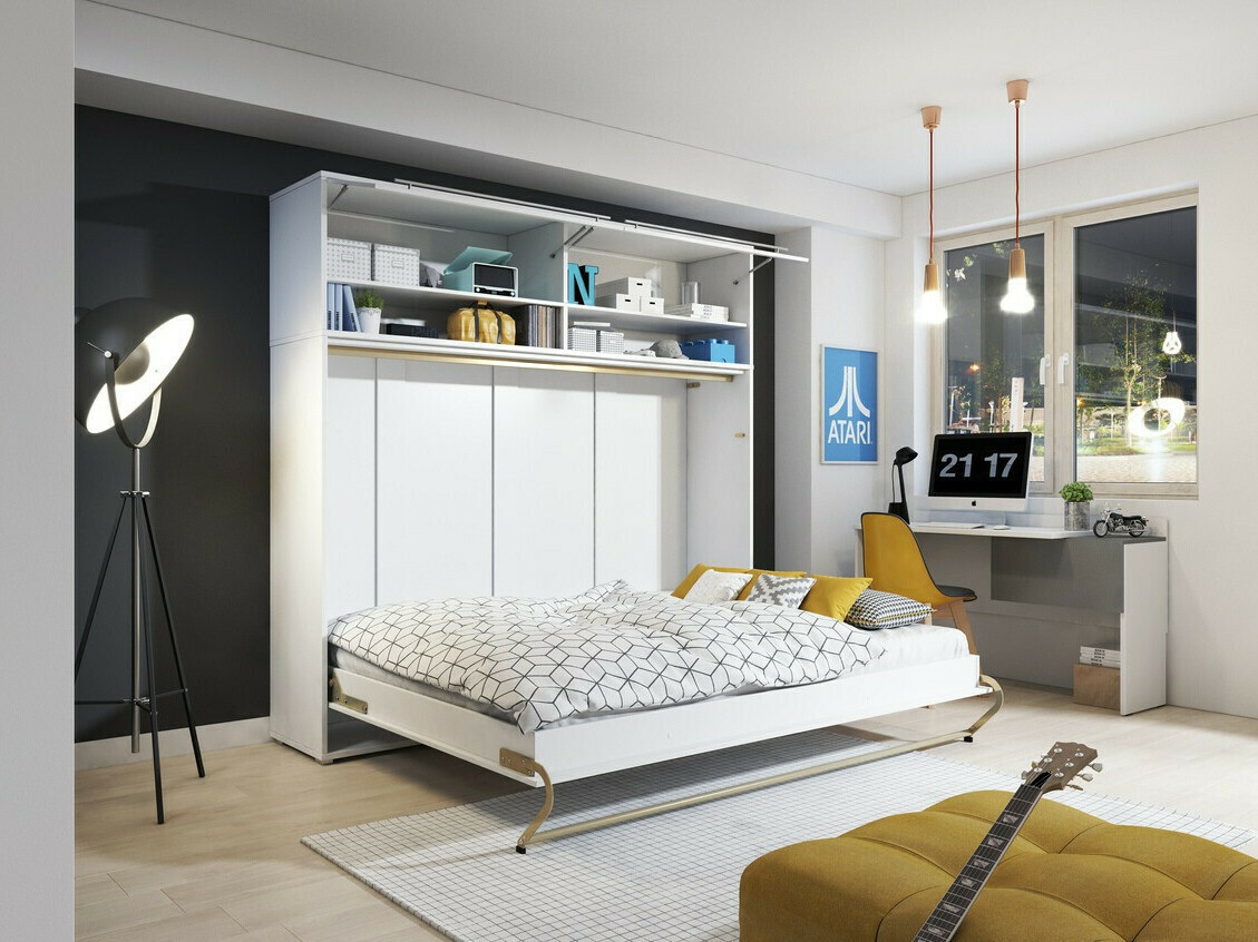 Cama plegable Concept Pro Lenart Levfere 109 (Blanco + Blanco brillante)