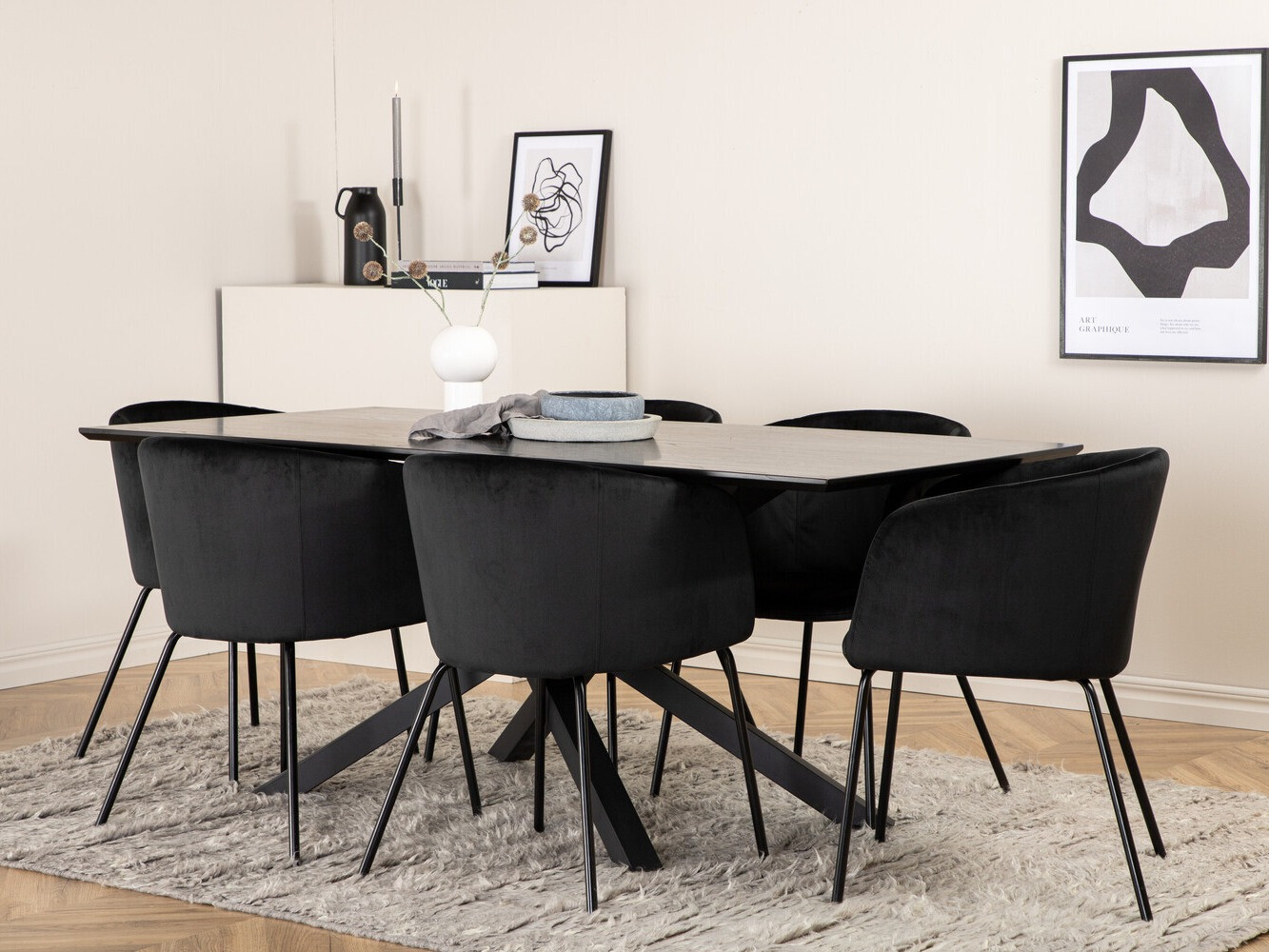 Conjunto de mesas y sillas para comedor Dallas 2691 (Negro)
