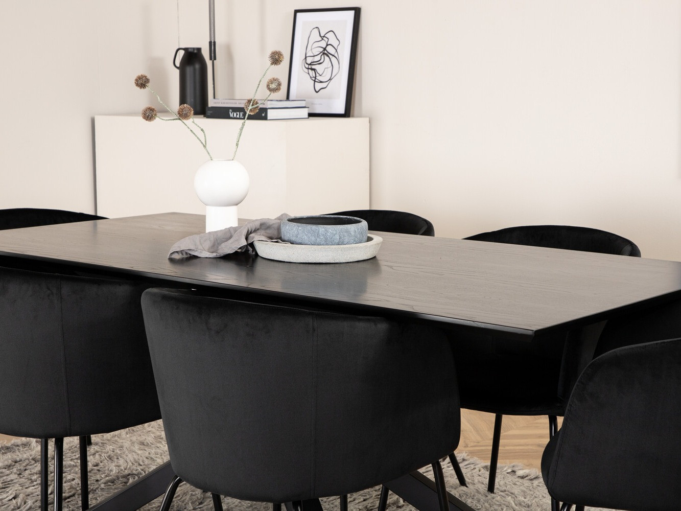 Conjunto de mesas y sillas para comedor Dallas 2691 (Negro)