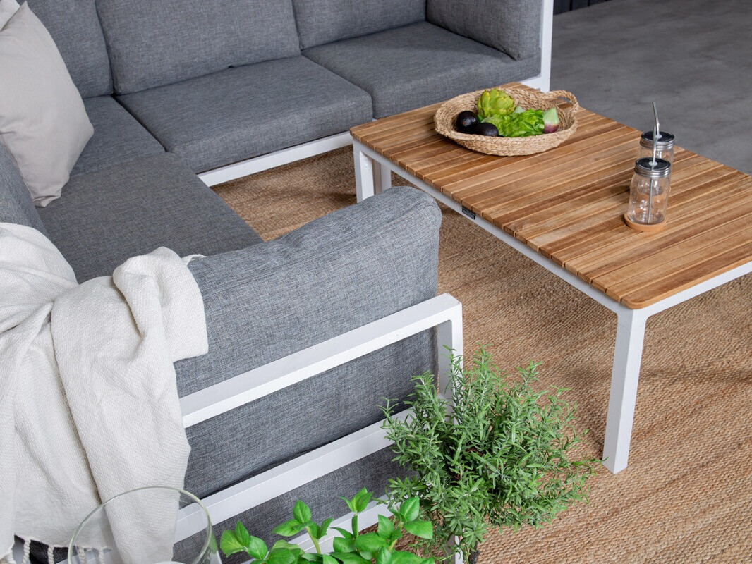 Mesa de exterior Dallas 775 (Blanco + Teca)