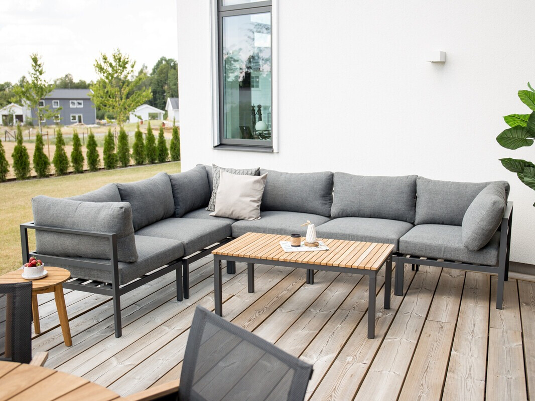 Mesa para exterior Dallas 775 (Negro + Teca)