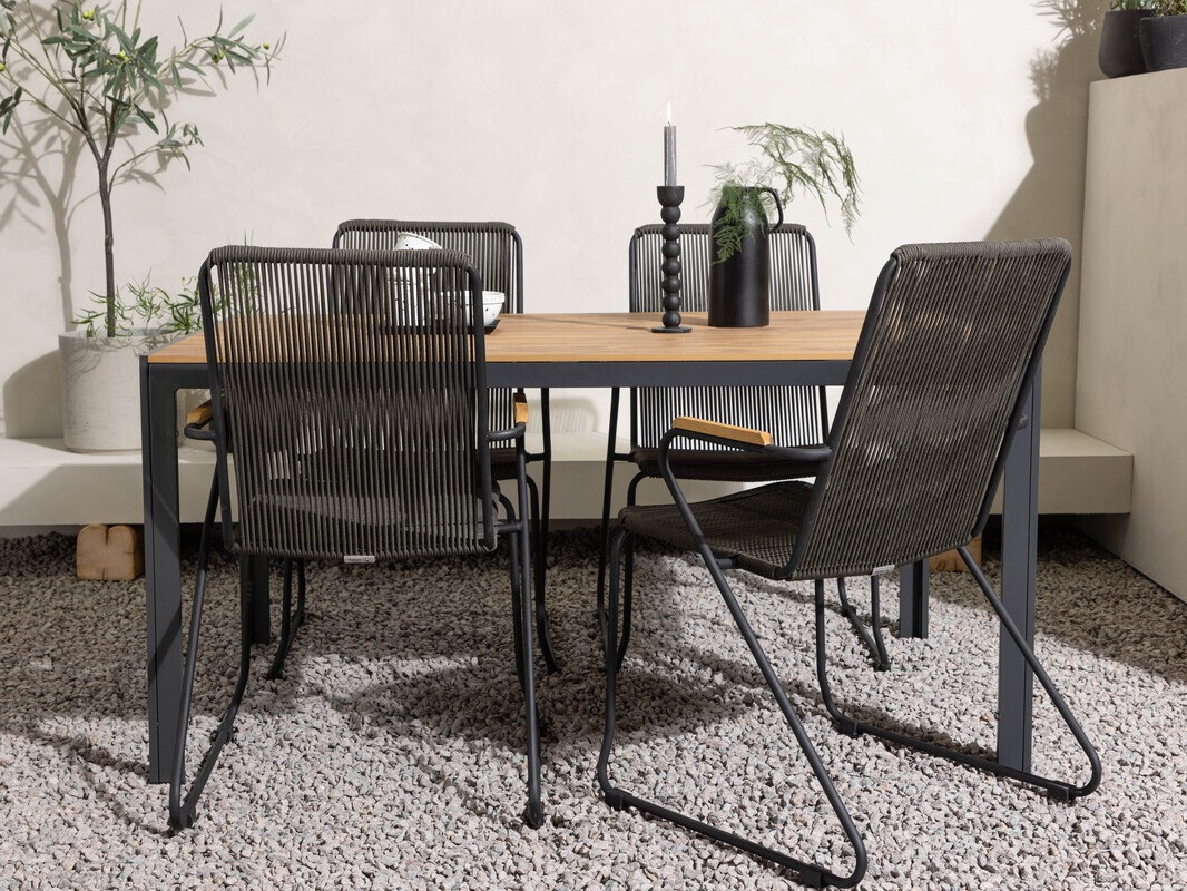 Conjunto de mesa y sillas Dallas 3614 (Gris oscuro + Negro)