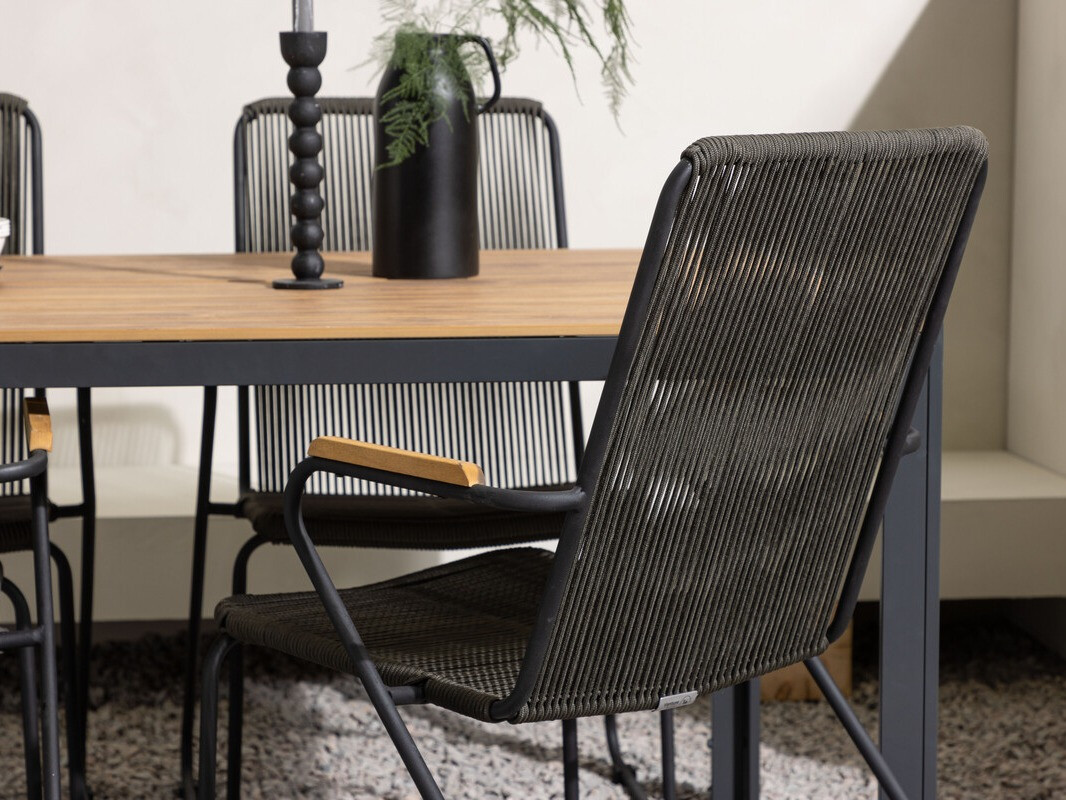 Conjunto de mesa y sillas Dallas 3614 (Gris oscuro + Negro)