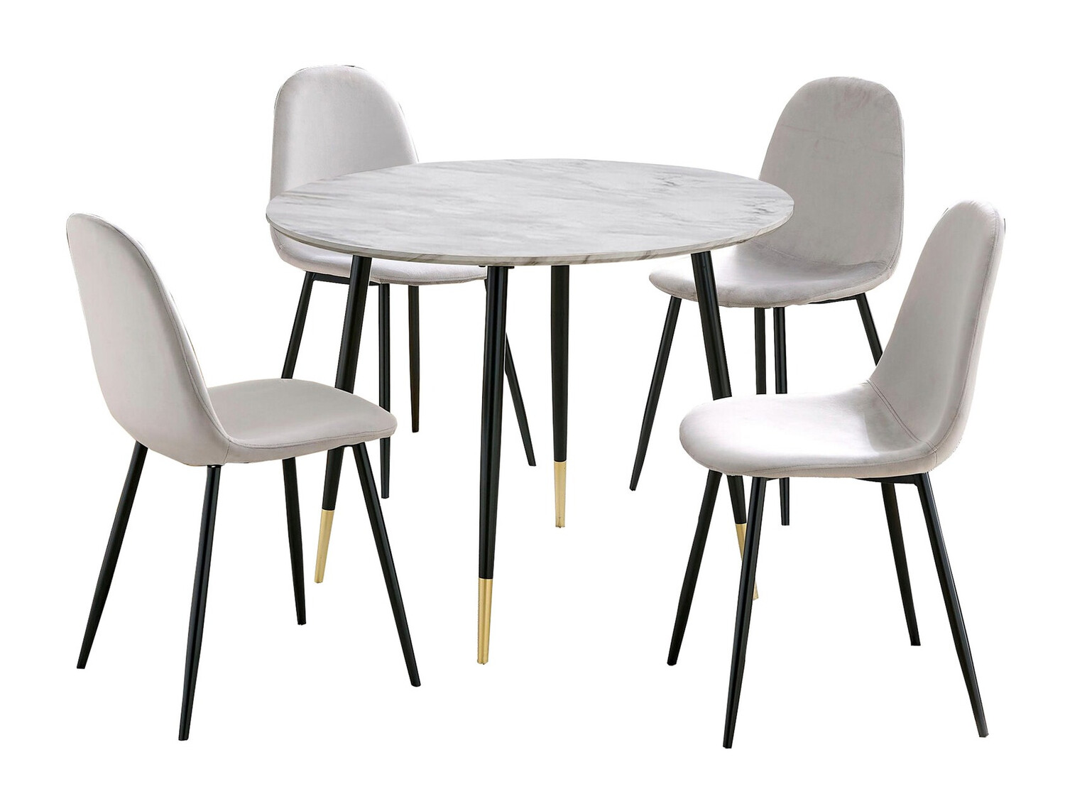 Conjunto de mesas y sillas para comedor Denton 1146 (Gris + Mármol blanco)