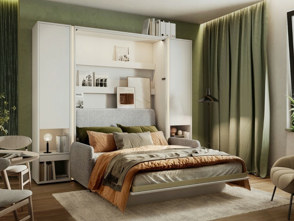 Cama plegable Concept Pro Lenart VII (Blanco brillante + Gris)