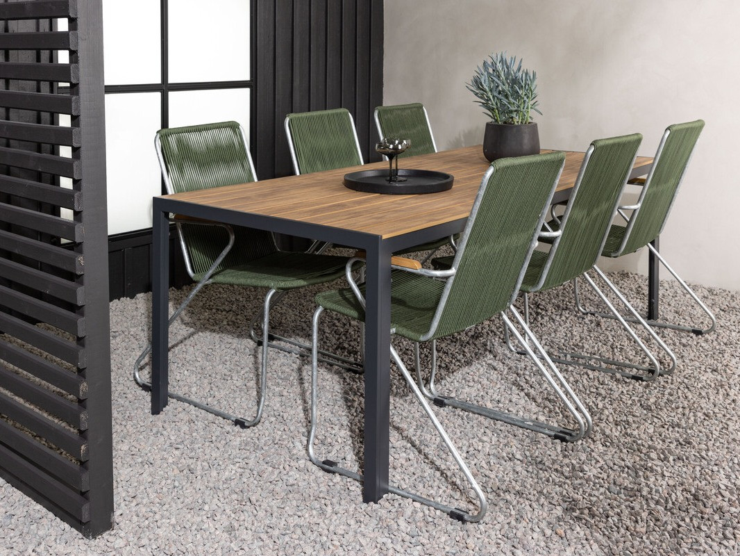 Conjunto de mesa y sillas Dallas 3627 (Verde + Plata)
