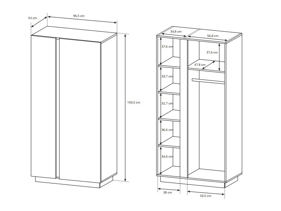 Armario Novbela 100 (Blanco + Blanco brillante + Roble nieto)