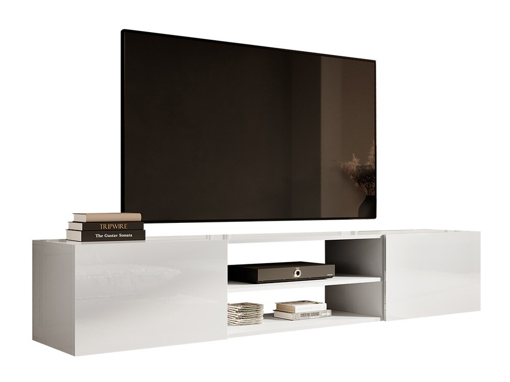 Mueble TV Charlotte 164 (Blanco + Blanco brillante)
