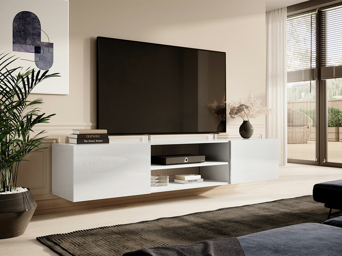 Mueble TV Imago II (Blanco + Blanco brillante)