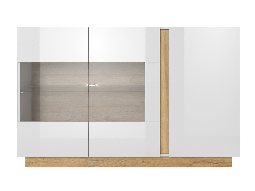 Aparador Novbela 105 (Blanco + Blanco brillante + Roble nieto)