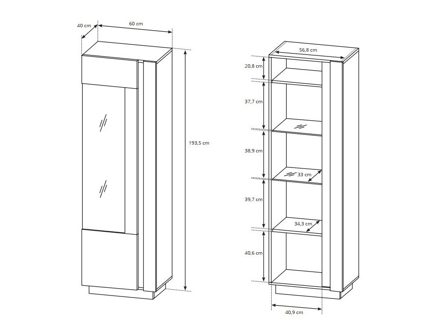 Estantería Novbela 101 (Blanco + Blanco brillante + Roble nieto)
