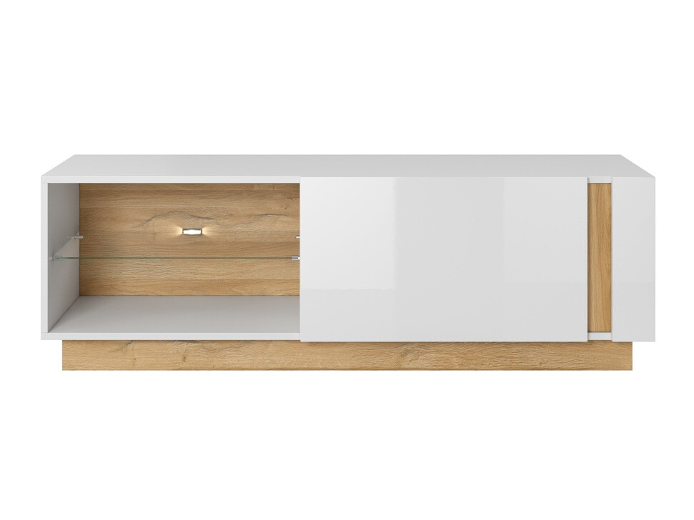 Mueble TV Novbela 107 (Blanco + Blanco brillante + Roble nieto)