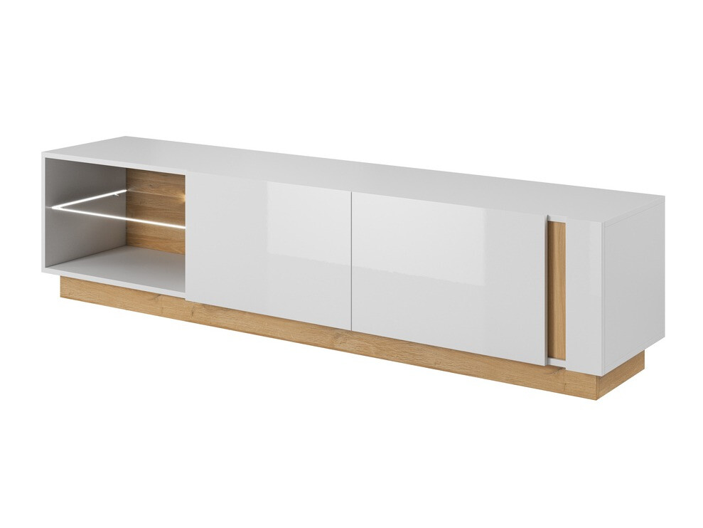 Mueble TV Novbela 108 (Blanco + Blanco brillante + Roble nieto)