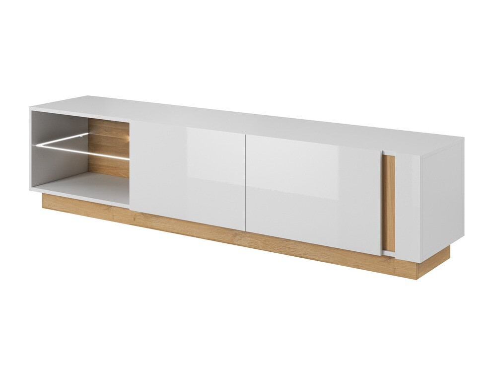 Mueble TV Novbela 108 (Blanco + Blanco brillante + Roble nieto)