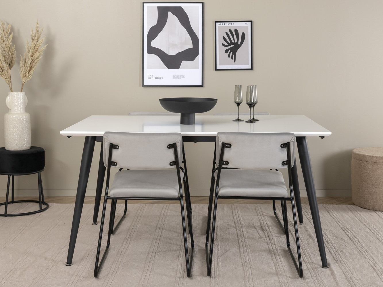 Conjunto de mesas y sillas para comedor Dallas 2736 (Gris + Negro)