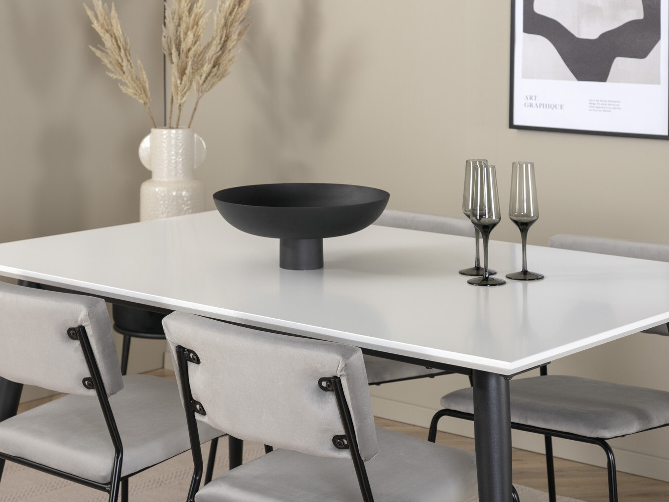 Conjunto de mesas y sillas para comedor Dallas 2736 (Gris + Negro)