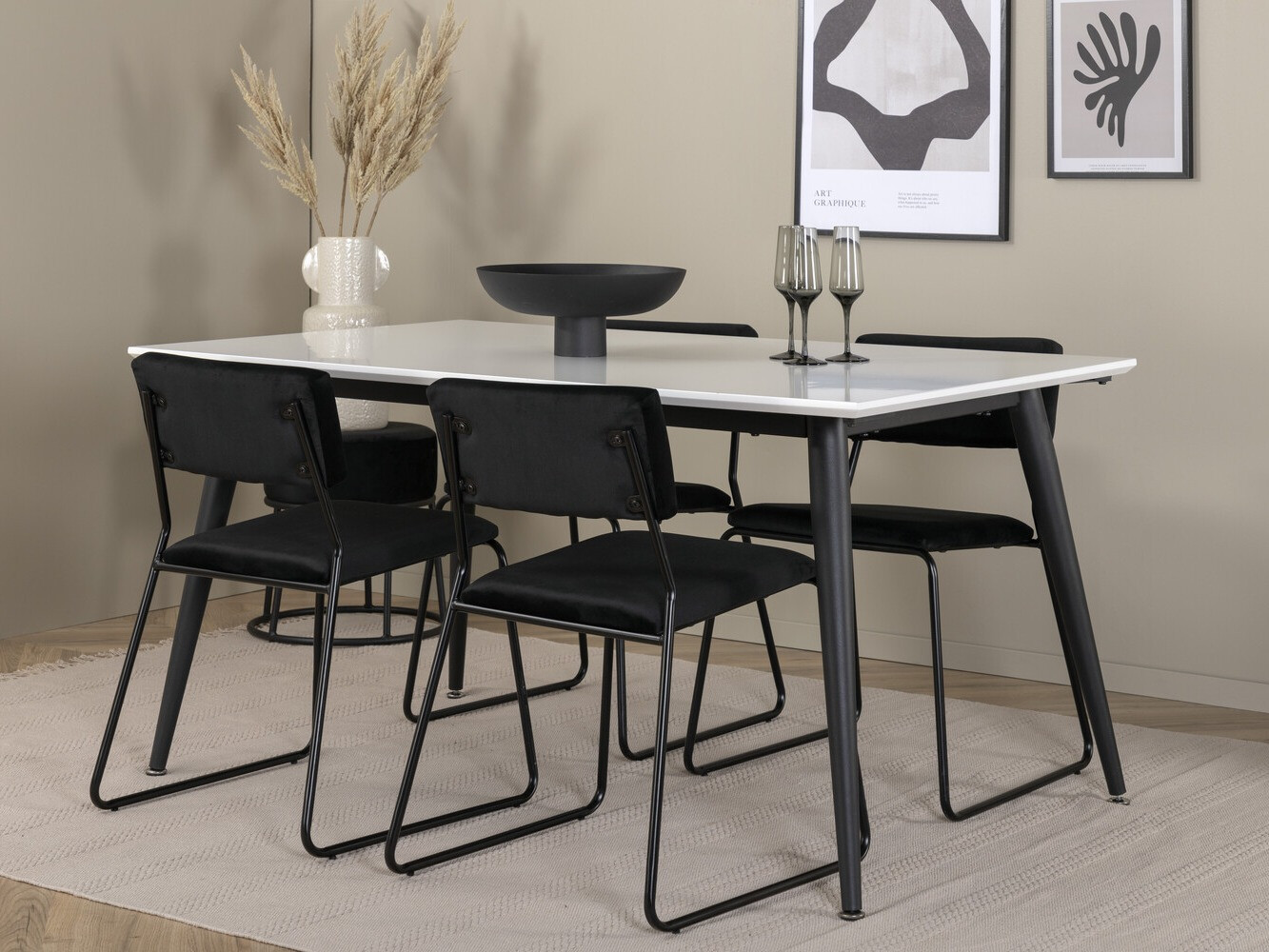Conjunto de mesas y sillas para comedor Dallas 2736 (Negro)