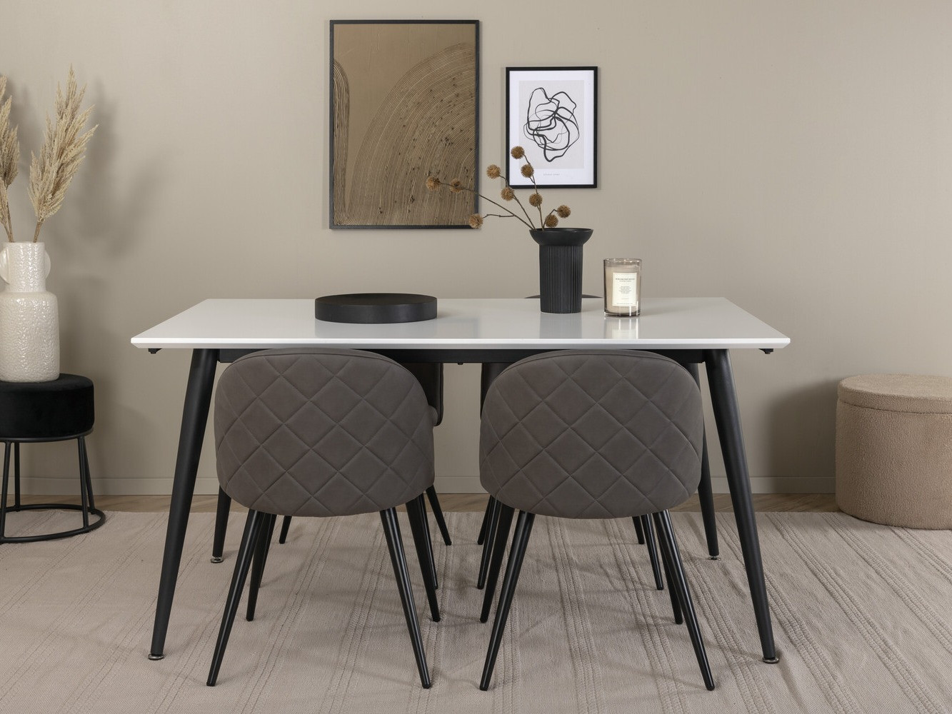 Conjunto de mesas y sillas para comedor Dallas 2738 (Gris + Negro)