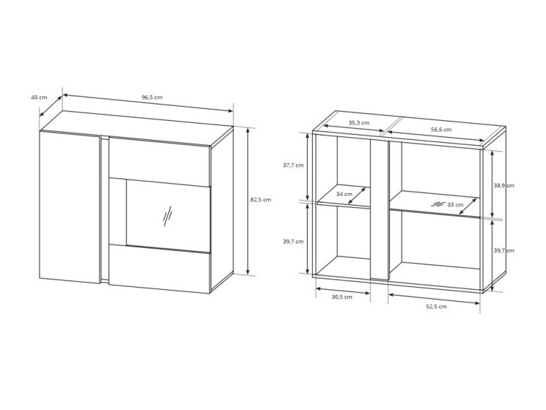 Estantería de pared Novbela 112 (Blanco + Blanco brillante + Roble nieto)