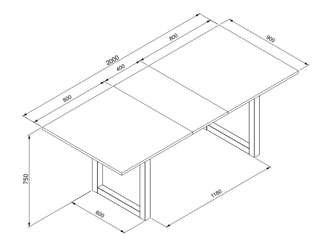 Mesa Findlay 172 (Mármol negro + Antracita)