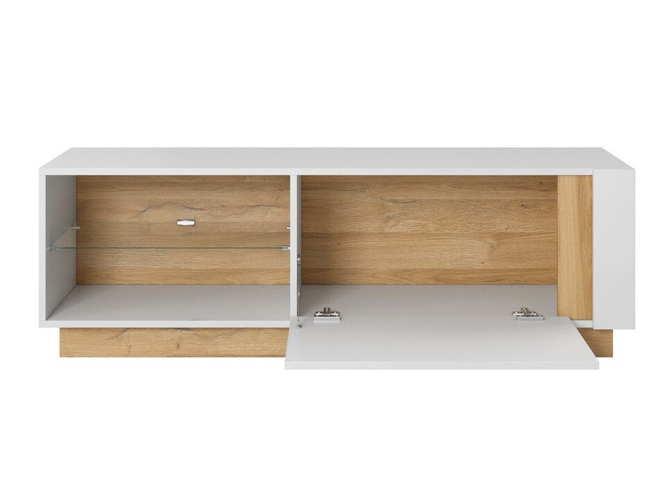 Conjunto de salón Novbela 113 (Blanco + Blanco brillante + Roble nieto)