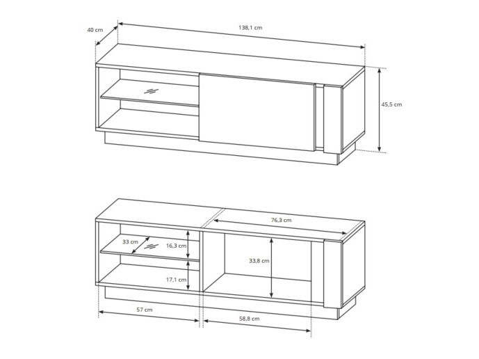 Conjunto de salón Novbela 113 (Blanco + Blanco brillante + Roble nieto)