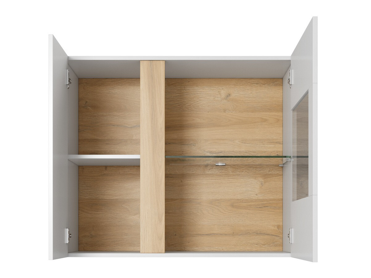 Conjunto de salón Novbela 114 (Blanco + Blanco brillante + Roble nieto)