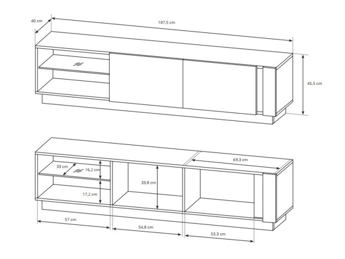Conjunto de salón Novbela 114 (Blanco + Blanco brillante + Roble nieto)