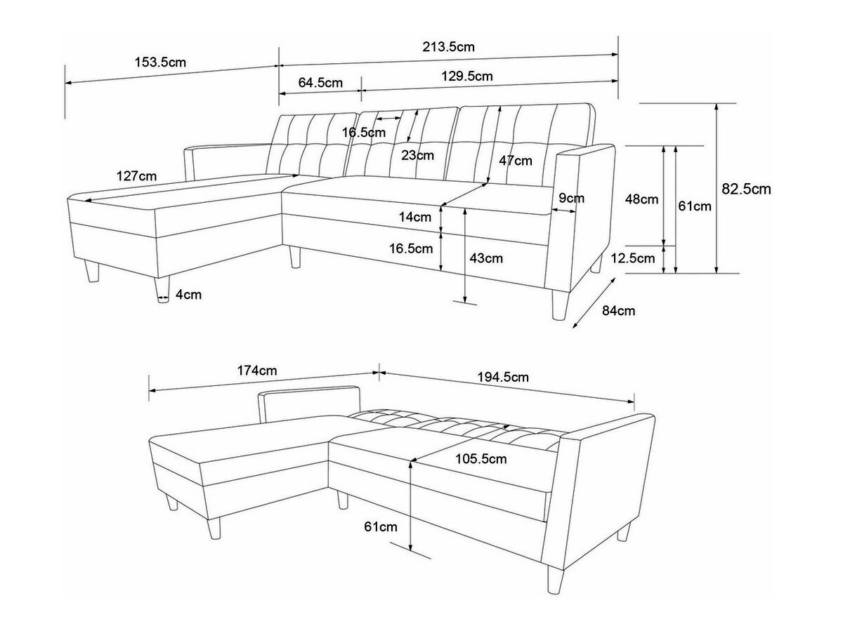 Sofá rinconero Tulsa 539 (Gris oscuro)