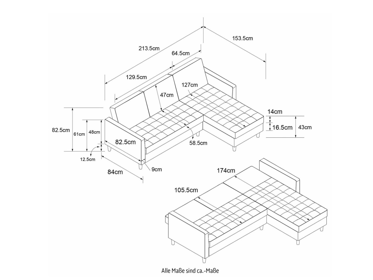 Sofá rinconero Tulsa 540 (Verde)