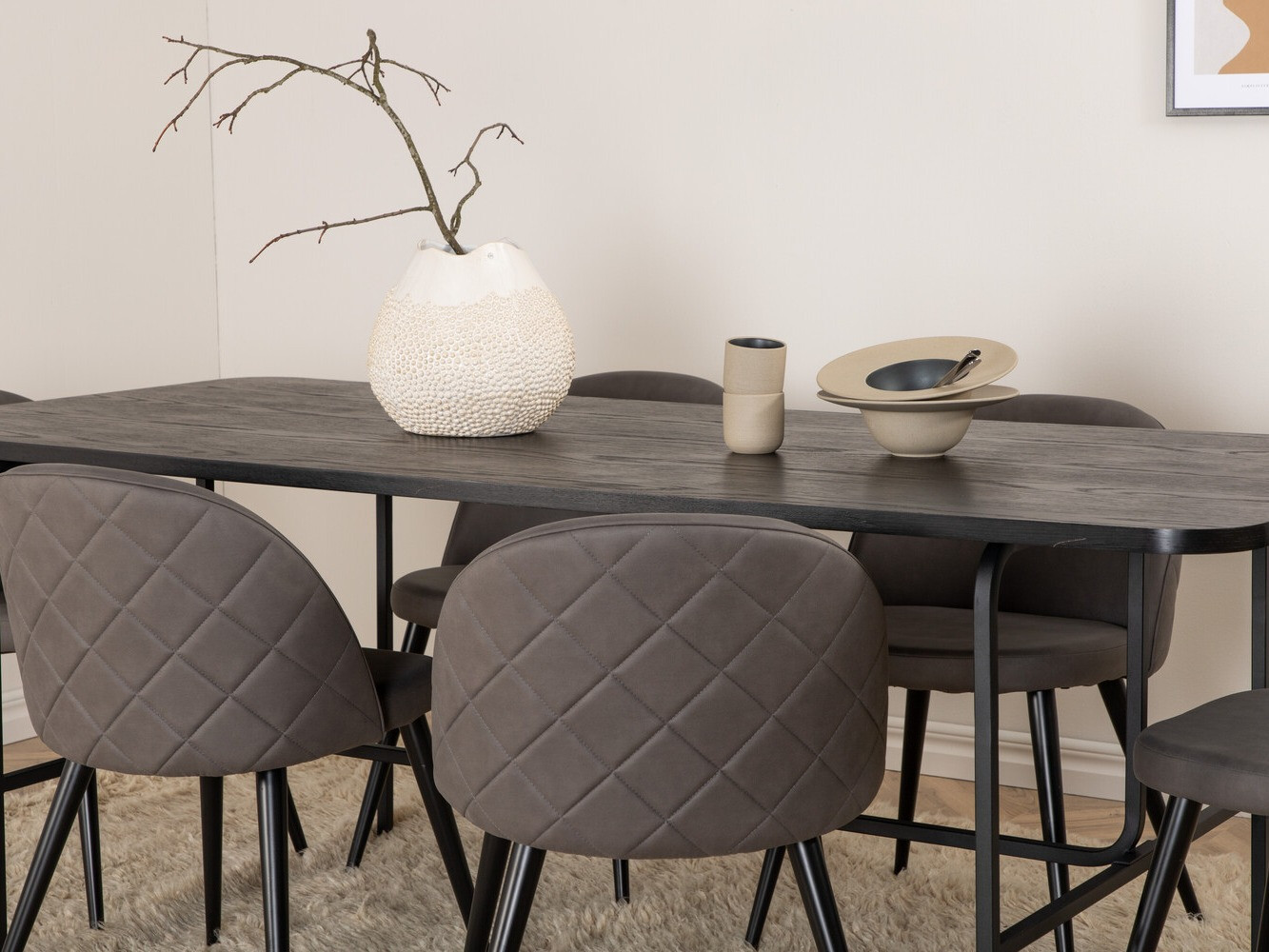 Conjunto de mesas y sillas para comedor Dallas 2784 (Gris + Negro)