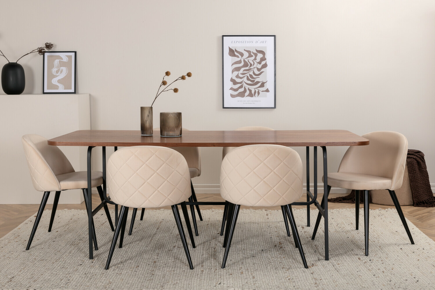 Conjunto de comedor Dallas 2785 (Crema + Negro)