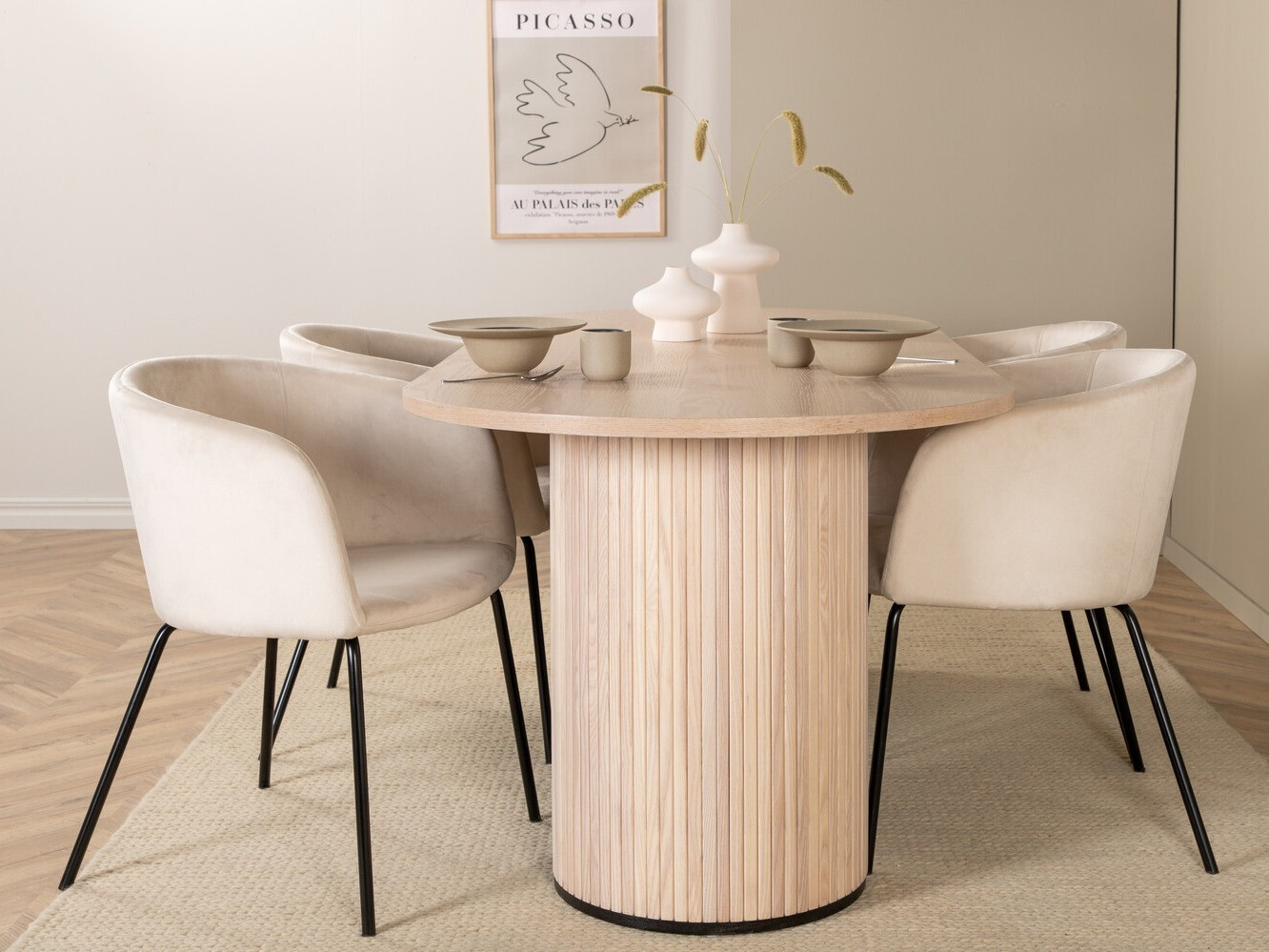 Conjunto de mesas y sillas para comedor Dallas 2767 (Crema + Negro)