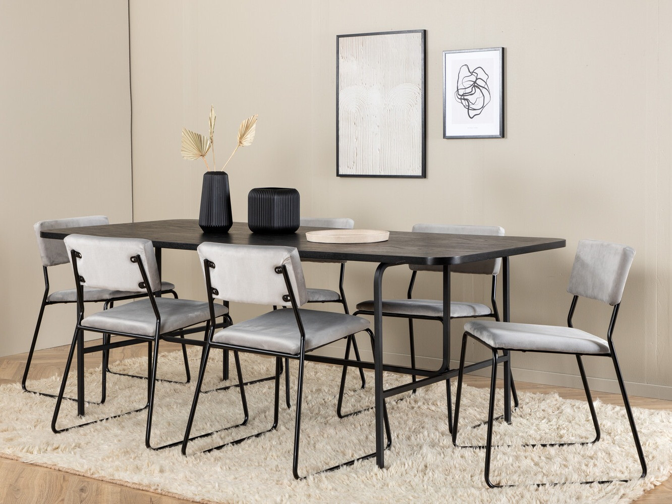 Conjunto de mesas y sillas para comedor Dallas 2790 (Gris + Negro)